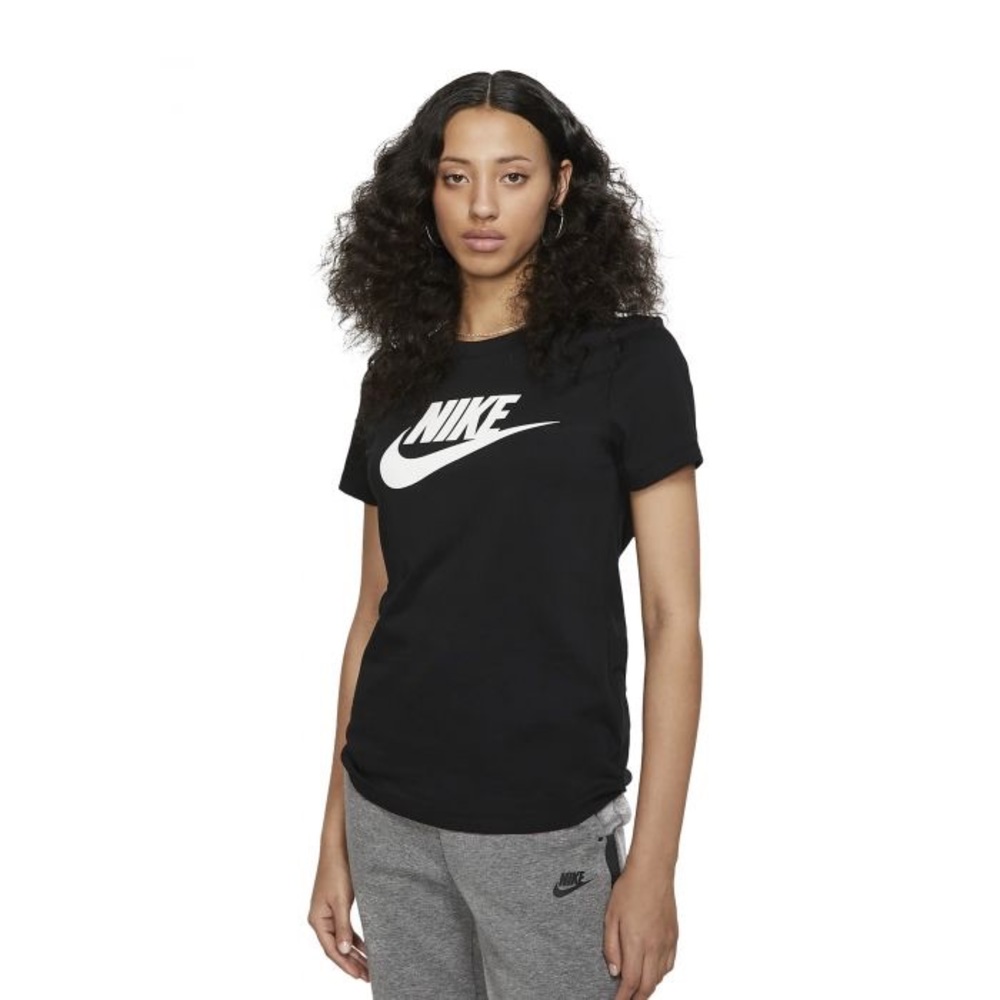 Women’s Nike Tee Swoosh Logo Black White Small Shirt